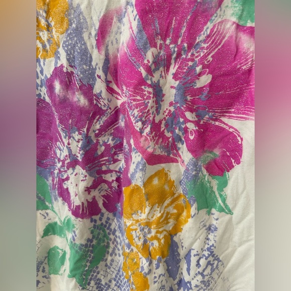 Just My Size Glitter Floral Print Women's Top - Picture 2 of 5